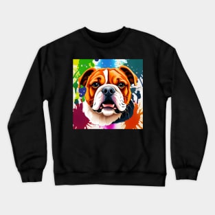 British Bulldog Splash Art Style Portrait Crewneck Sweatshirt